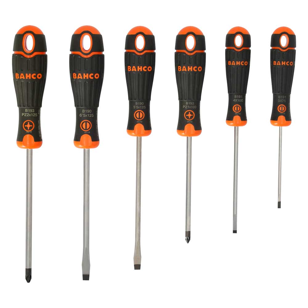 BahcoFit 6 Piece Slotted Pozidrive Screwdriver Set