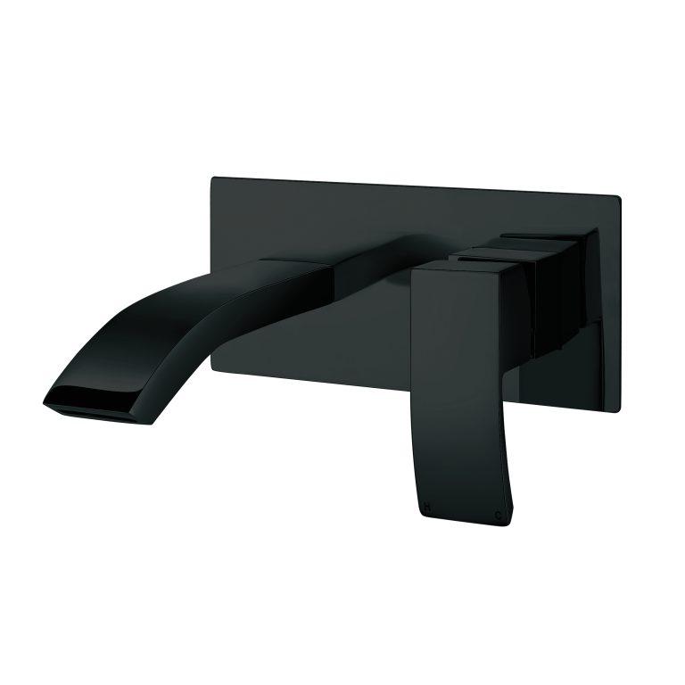 Ascent Matt Black Wall Mounted Basin Mixer No Waste