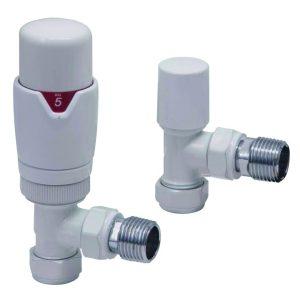 Designer Twin Pack TRV White Angled 15mm Radiator Valves