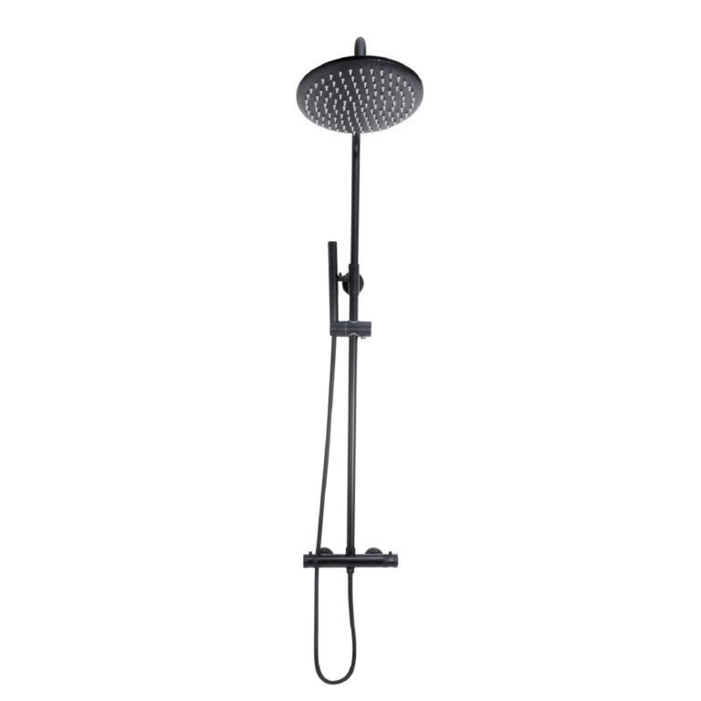 Cora Round Rigid Riser Shower Black