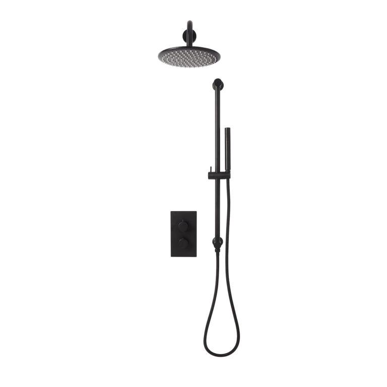 Cora Black Round Handle Head & Handset Riserkit