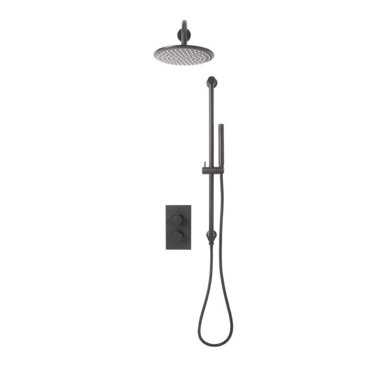 Cora Gunmetal Round Handle Head & Handset Riserkit