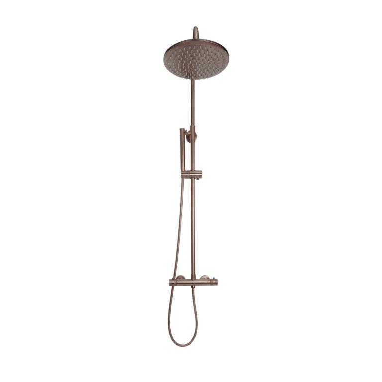 Cora Round Rigid Riser Shower Brushed Bronze