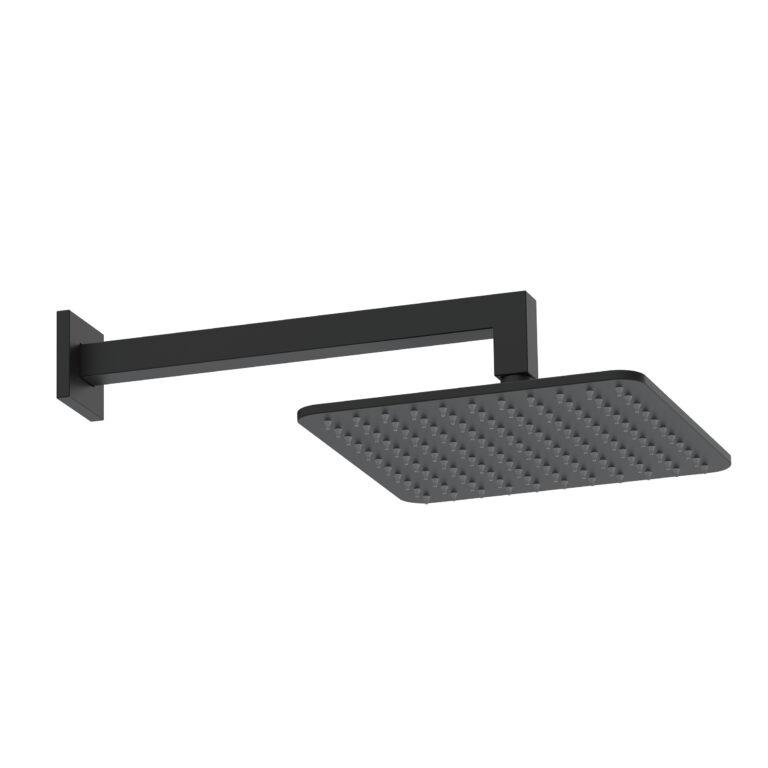 Cora Shower Wall Arm & Head Square Black