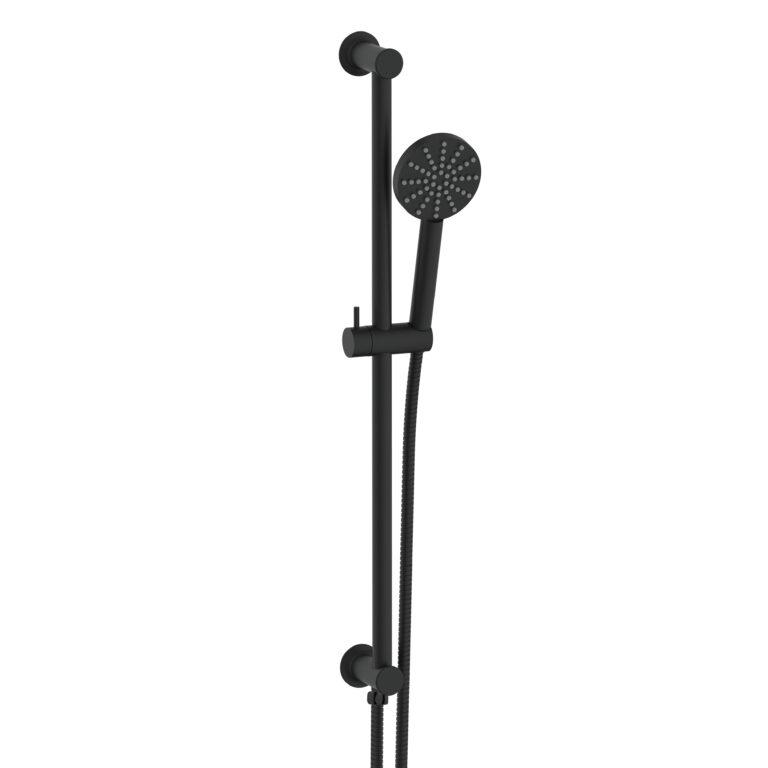Cora Shower Riser Rail Hose Black Integrated Outlet