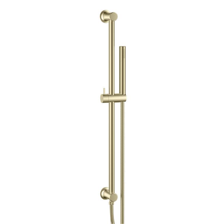 Cora Riser Rail & Handset Inc Hose Brushed Brass Integrated Outlet