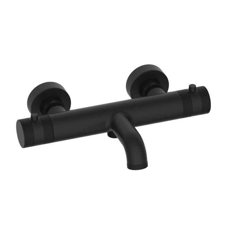 Cora Thermostatic Bath Shower Mixer 2 Outlet Black