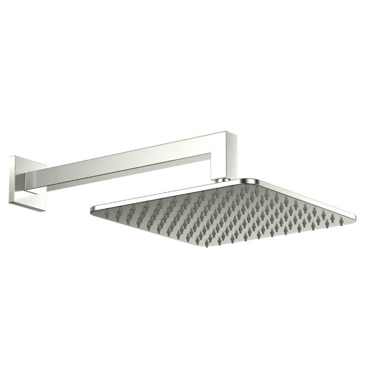 Cora Shower Wall Arm & Head Square Brushed Nickel