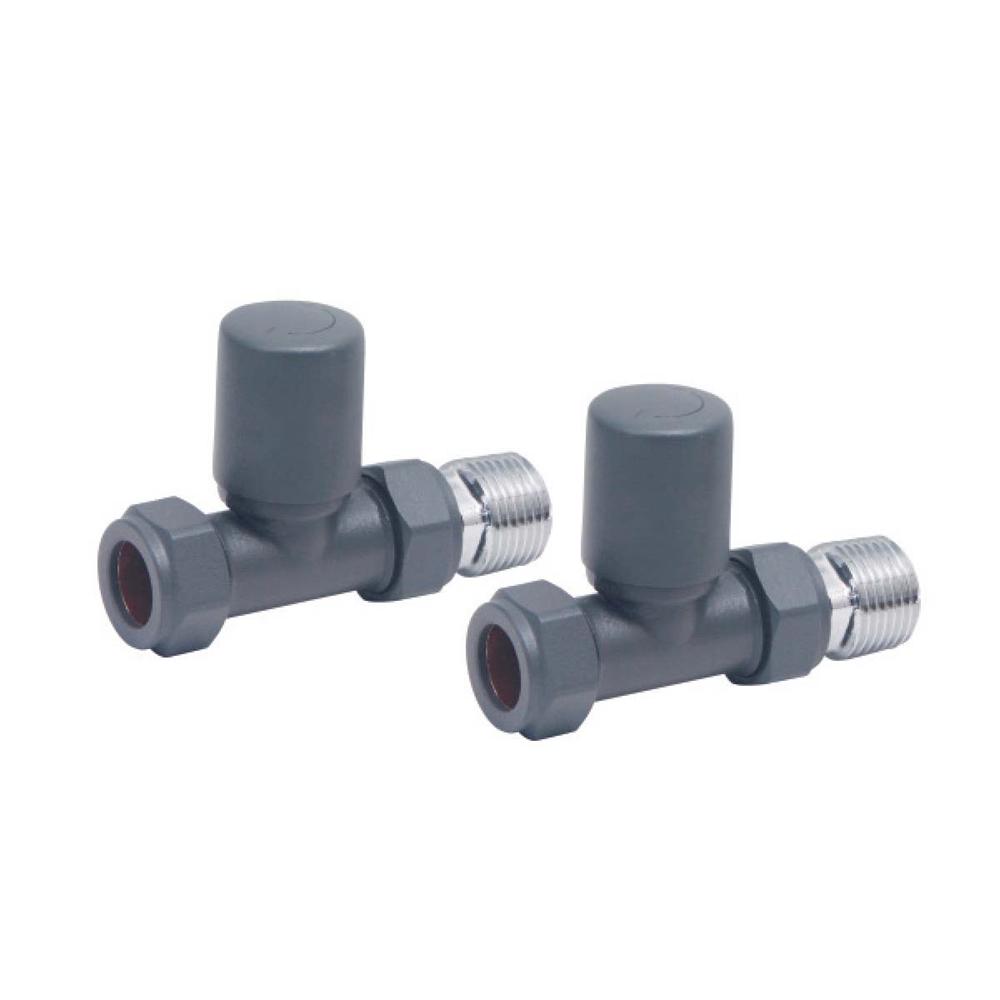 PM Anthracite Radiator Valve Straight 15mm (Pair)