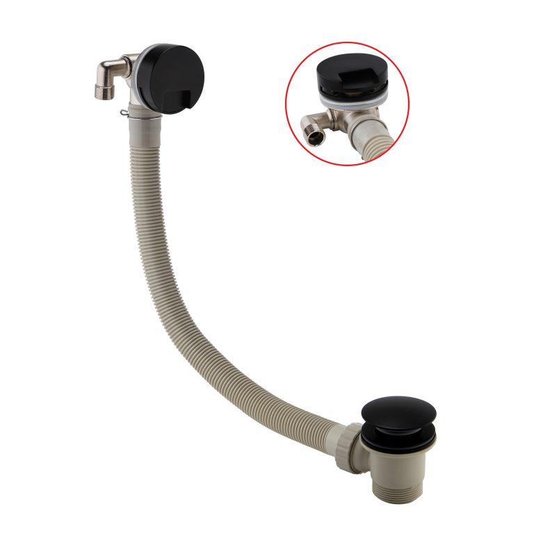 Round Bath Filler with Sprung Waste and Overflow Matte Black