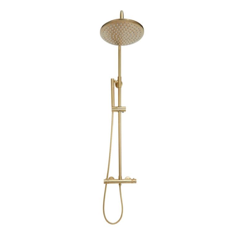 Cora Round Rigid Riser Shower Brushed Brass