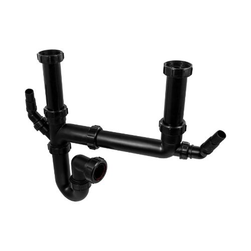 McAlpine SK2A-BL Double Bowl Sink Kit Black 2 Nozzles 1.5"