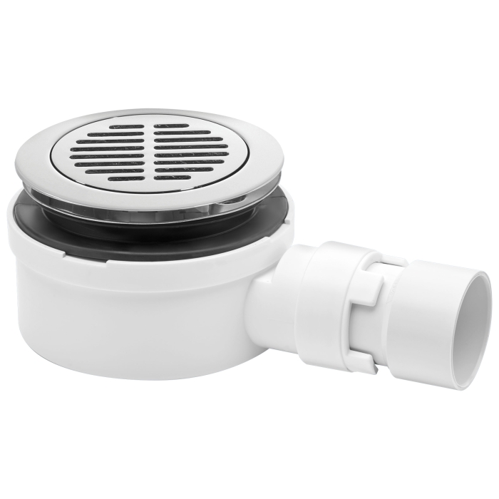 McAlpine ST90CPB-S-53 90mm Shallow Shower Trap 53mm High Chrome Plated Brass Slotted