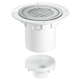 McAlpineTSG2SS-SL-NSC 75mm Water Seal Gully With Vertical Outlet For Sheet Flooring Chrome Plated Brass (No Screws)