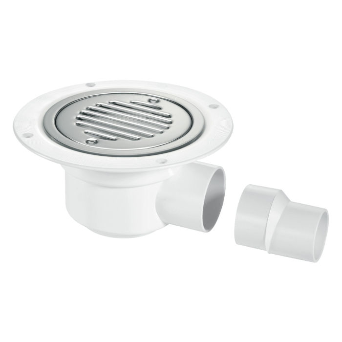 McAlpine TSG50SS-SL-SC 50mm Water Seal Gully With Horizontal Outlet For Sheet Flooring Chrome Plated Brass