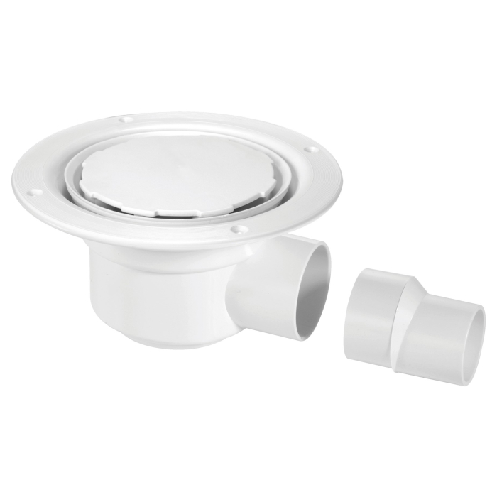 McAlpine TSG50WH-NSC 50mm Water Seal Gully With Horizontal Outlet For Sheet Flooring White Plastic (No Screws)
