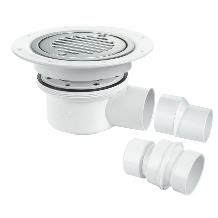 McAlpine TSG52SS-SL-SC Two-piece 50mm Water Seal Gully For Sheet Flooring Chrome Plated Brass