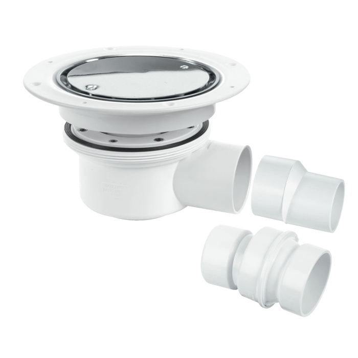 McAlpine TSG52SS Two-piece 50mm Water Seal Gully For Sheet Flooring Polished Stainless Steel
