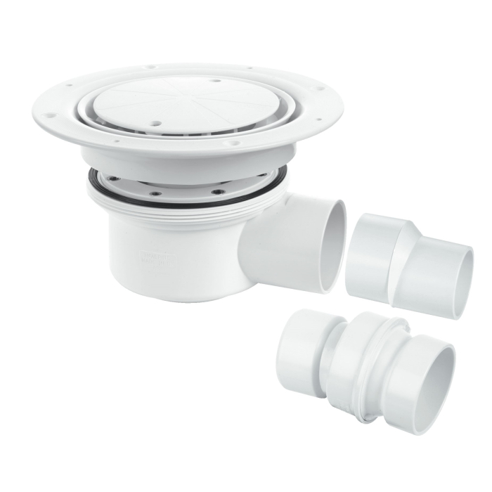 McAlpine TSG52WH Two-piece 50mm Water Seal Gully For Sheet Flooring White Plastic
