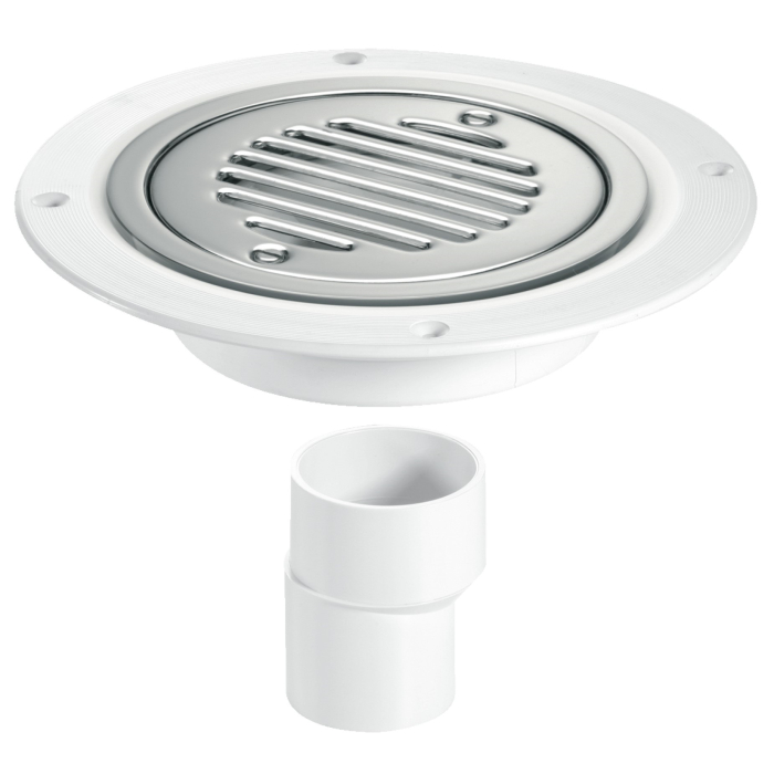 McAlpine USG2SS-SL-NSC Untrapped Gully With Vertical Outlet For Sheet Flooring Chrome Plated Brass (No Screws)