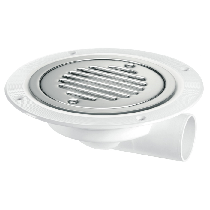 McAlpine USG3SS-SL-SC Untrapped Gully With Horizontal Outlet For Sheet Flooring Chrome Plated Brass