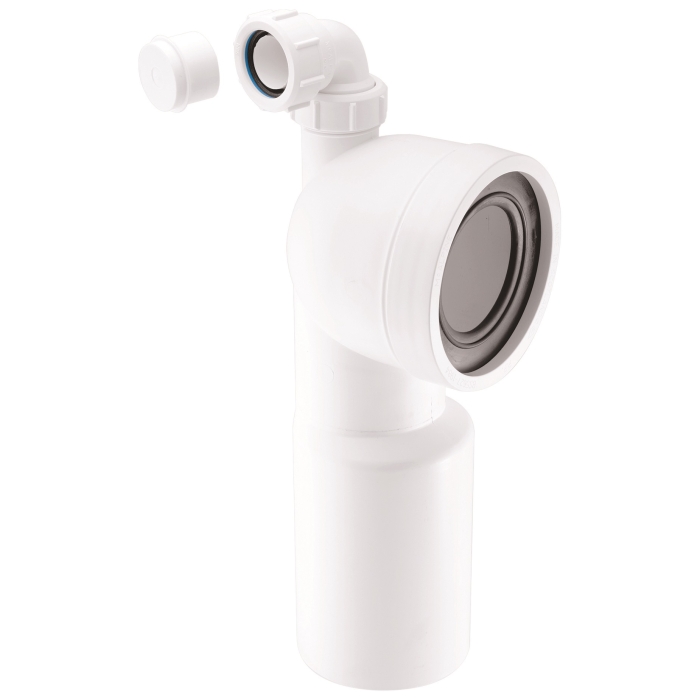 McAlpine WC-CON9V 90 Degree Bend Adjustable Length Rigid WC Connector With 1.25" Universal Vent Boss 110mm Plain End