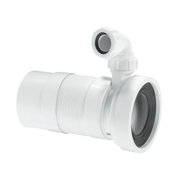 McAlpine WC-F26PV Plain End Outlet Straight Flexible WC Connector With Vent Boss 170 > 380mm