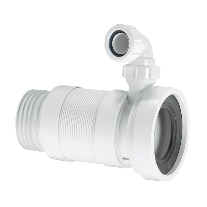 McAlpine WC-F26SV Straight Flexible WC Connector With Vent Boss 180 > 380mm
