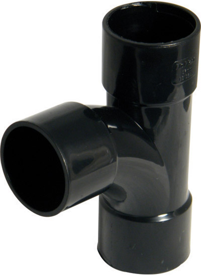 Solvent ABS Swept Tee 40mm Black