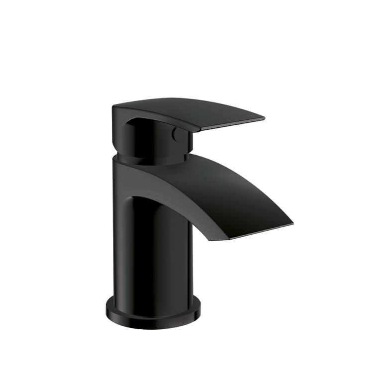 Belle Matt Black Mini Mono Basin Mixer With Waste