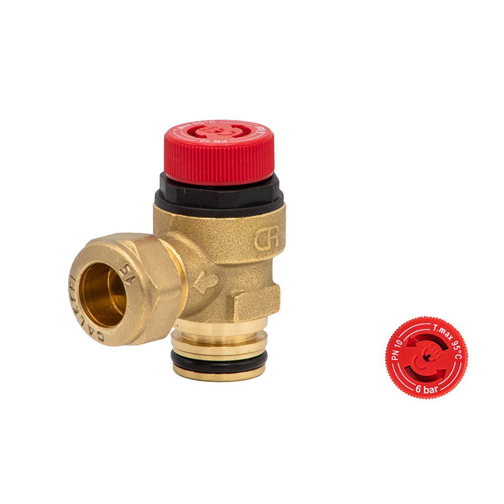 Altecnic/Caleffi PREL - 6.0 BAR RELIEF CIRCLIP TYPE RED FLAT CAP F0000412