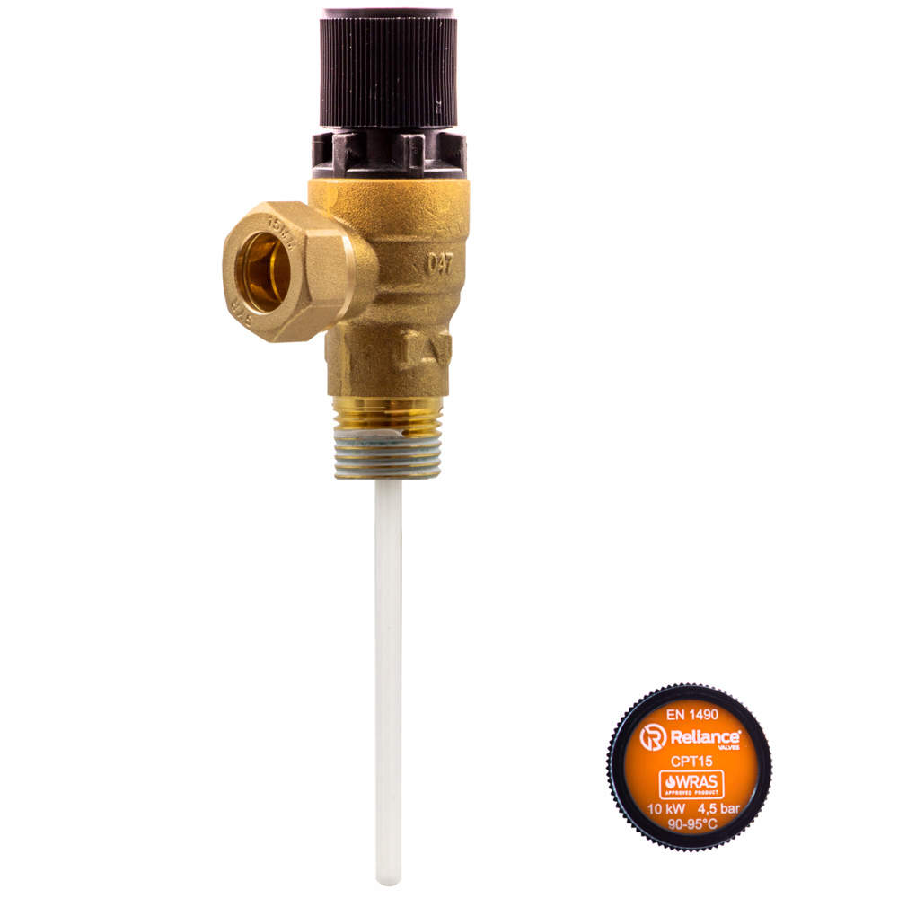 Reliance RWC 1/2 MBSP x 15mm CPT15 Pressure & Temperature Relief Valve 4.5 Bar PTEM540015