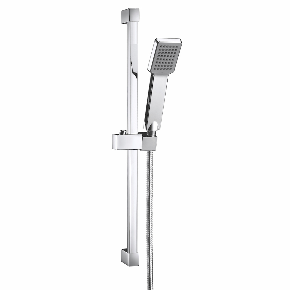 PM Chrome Square Riser Rail,Shower Head and Hose