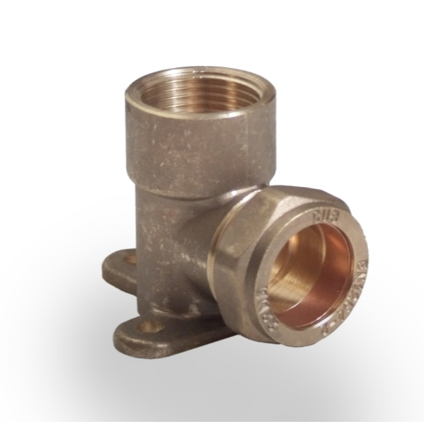 PM 22mm x 3/4" Compression Wall Plate Elbow