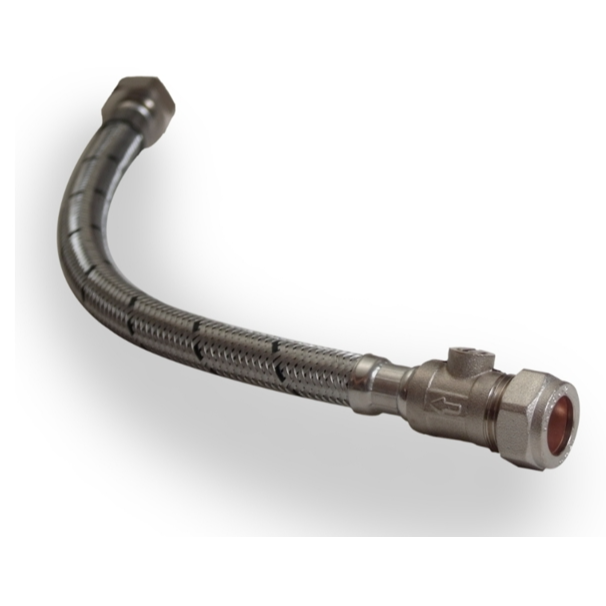 15mm x 1/2" 300mm Flexi Tap Connector Isolation Valve