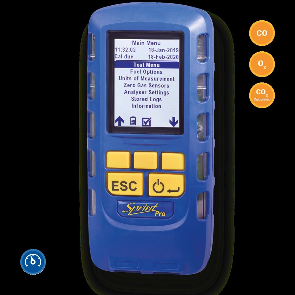 Sprint Pro 2 Flue gas analyzer with pressure testing (CO,O2,(CO2 Calculated))
