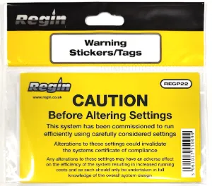 Regin  Appliance Settings Caution Stickers (8)