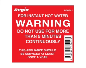 Regin  5 Minute Hot Water Warning Sticker (8)