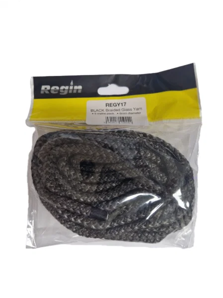Regin  Glass Yarn - BLACK - Braided - 6mm (5m pack)