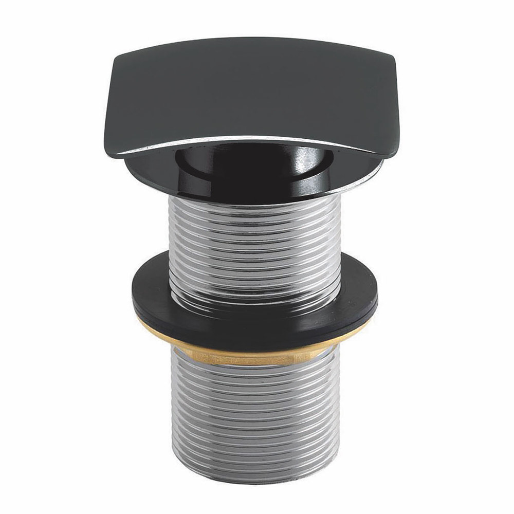 Black Square Unslotted Sprung Basin Waste