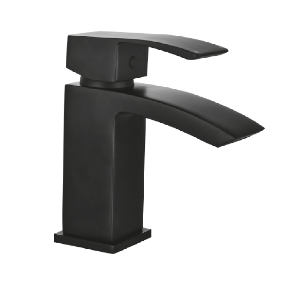 Ascent Matt Black Mono Basin Mixer c/w Waste