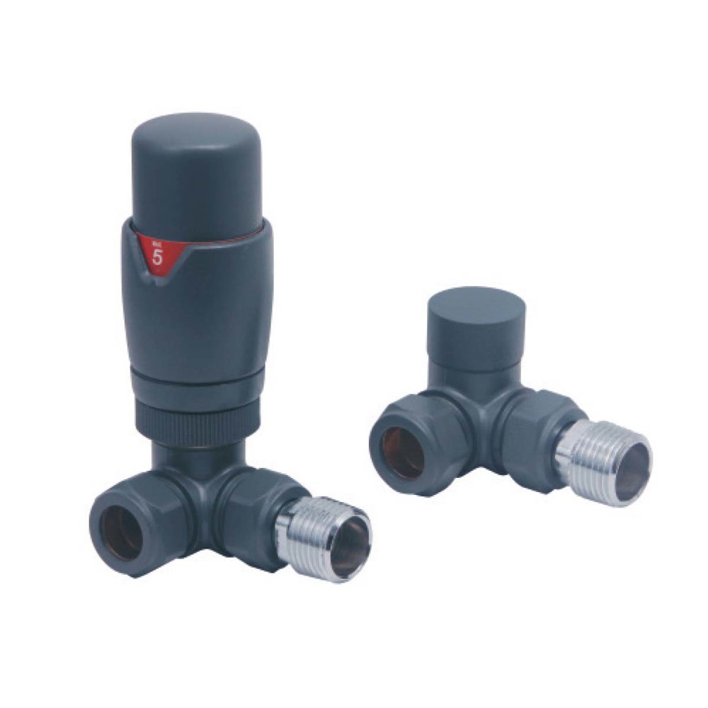 Designer Corner Twin Pack TRV Anthracite 15mm Thermostatic