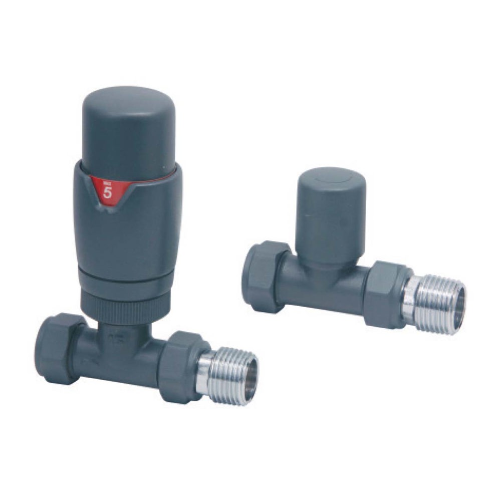 Designer Twin Pack TRV Anthracite Straight 15mm