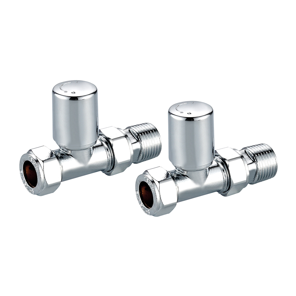 PM Radiator Valve Straight 15mm (Pair) Chrome