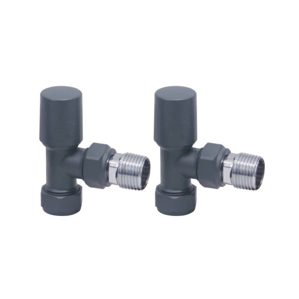 PM Anthracite Radiator Valve Angled 15mm (Pair)