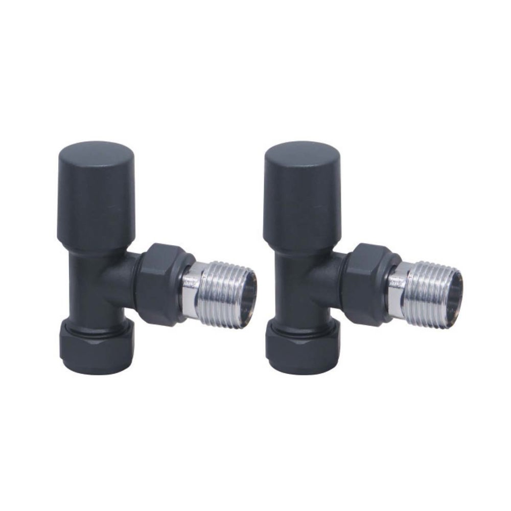 PM Radiator Valve Angled 15mm (Pair) Carbon Anthracite