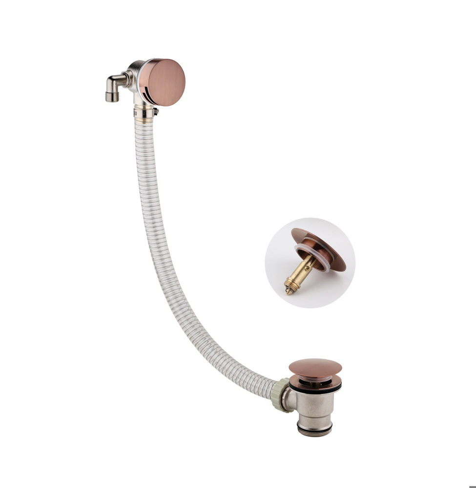 Round Bath Filler with Sprung Waste and Overflow Brushed Bronze