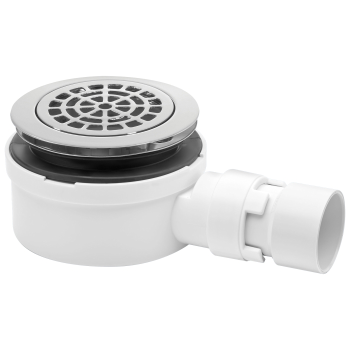 McAlpine ST90CPB-P-53 90mm Shallow Shower Trap 53mm High Chrome Plated Brass Petal
