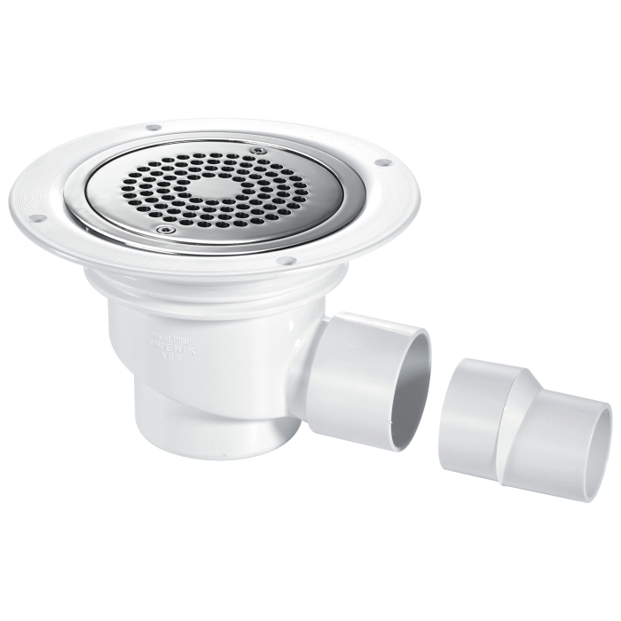McAlpine TSG1-ANTI/LIG 75mm Water Seal Gully With Horizontal Outlet For Sheet Flooring Polished Stainless Steel Anti-Ligature